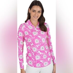 Ibkul Ruthie Adjistable Polo Top Pink White